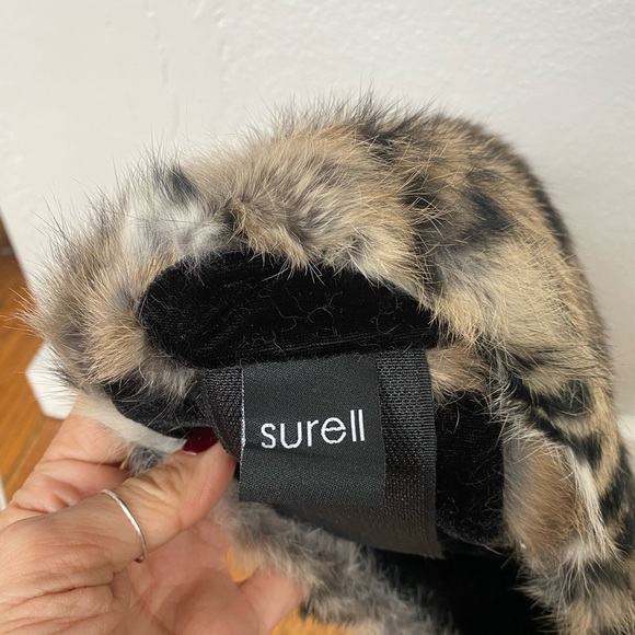 Surell Leopard Print Real Fur Head Wrap OS - Picture 5 of 7